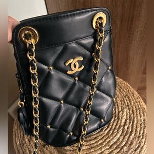 Fashion Brand Black Quilted Mini Bag with Gold Chain